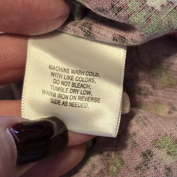 Basic Editions Corduroy Button Up Shirt Womens 2X Pink Floral Print Grandmacore - Picture 5 of 8